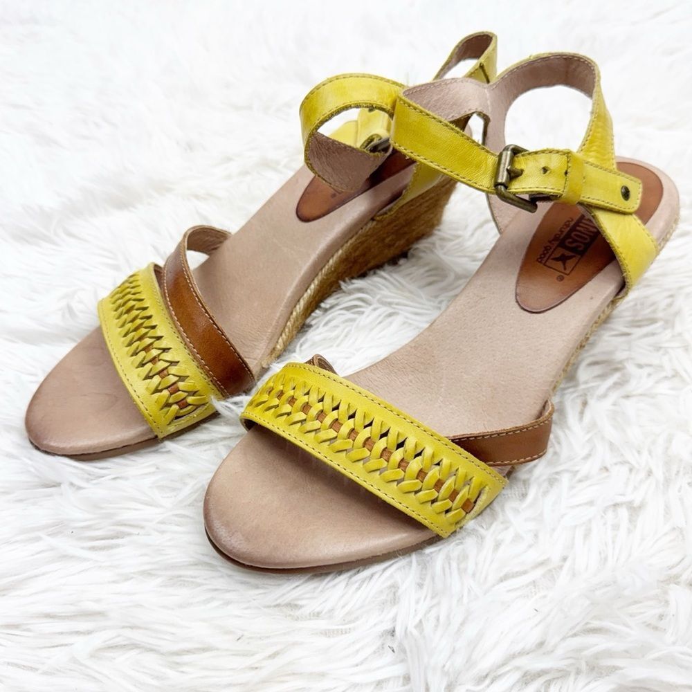 Pikolinos Strappy Leather Espadrille Wedge Sandals